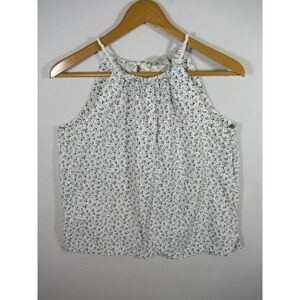 LOFT Halter Top Women Medium White Sleeveless Floral